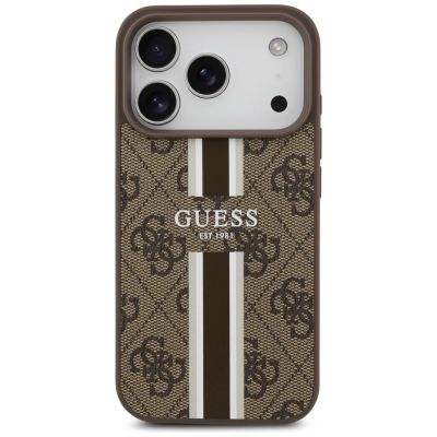 3. Etui Guess 4G Printed Stripes MagSafe na iPhone 17 Pro - brązowe