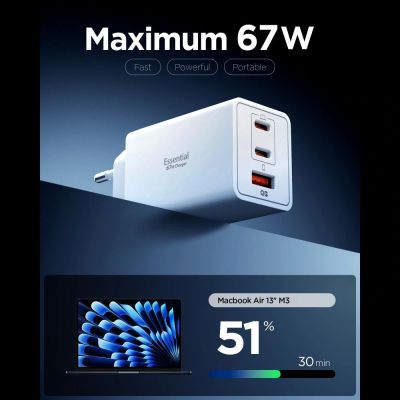 2. Ładowarka sieciowa Spigen Essential EE673EU 3-porty 67W - biała