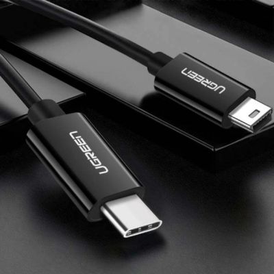 2. Kabel Ugreen US242 USB-C (męski) / mini USB (męski) 1 m - czarny