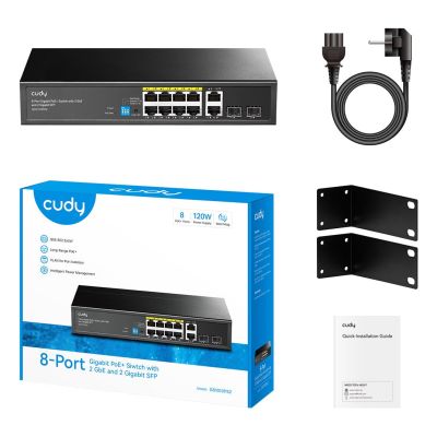 9. Switch CUDY GS1010PS2 8-GbE PoE z 2 portami