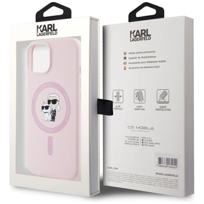 8. Etui Karl Lagerfeld Silicone Karl&Choupette MagSafe na iPhone 15 - różowe