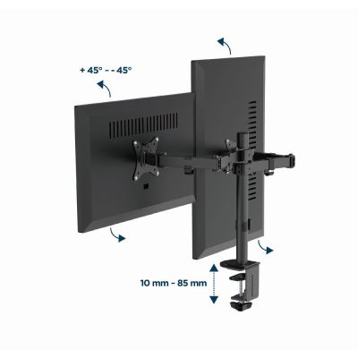 4. GEMBIRD BIURKOWE REGULOWANE RAMIĘ/UCHWYT NA 2 MONITORY 17-32, VESA 100X100MM, DO 9 KG
