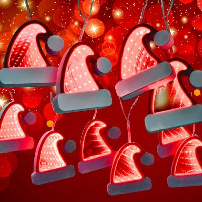 3. LAMPKI DRUCIKI GIRLANDA LED CZAPKI MIKOŁAJA USB