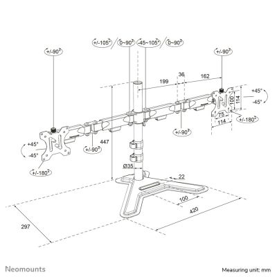 8. Neomounts DS45-600BL2 uchwyt / stojak do monitorów 81,3 cm (32") Biurko Czarny