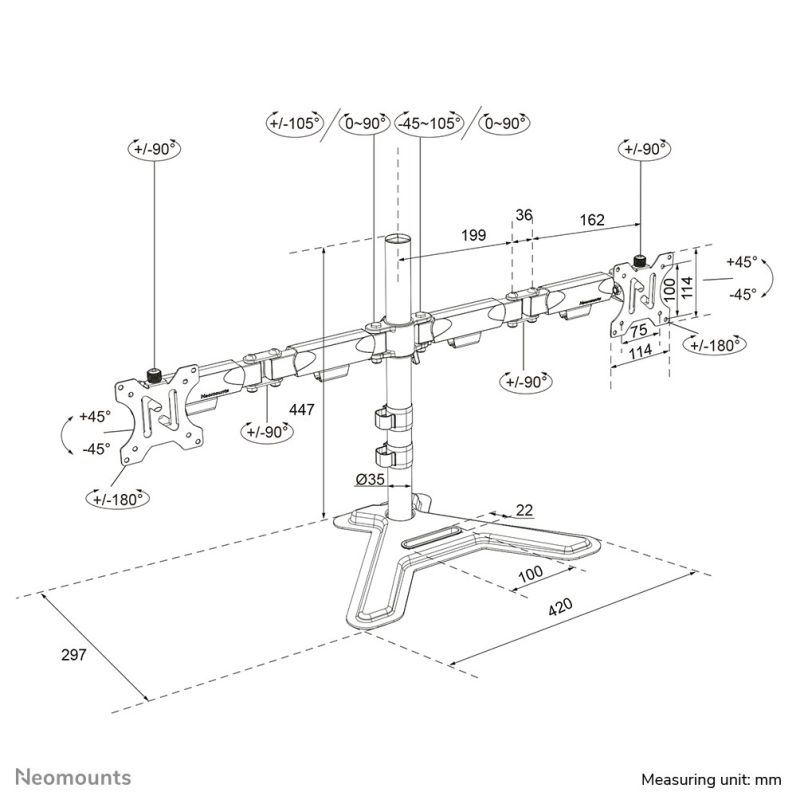 8. Neomounts DS45-600BL2 uchwyt / stojak do monitorów 81,3 cm (32") Biurko Czarny