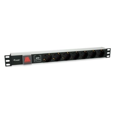 Equip 333309 rozdzielacz zasilania PDU 7 x gniazdo sieciowe 1U Czarny, Srebrny