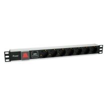 Equip 333309 rozdzielacz zasilania PDU 7 x gniazdo sieciowe 1U Czarny, Srebrny