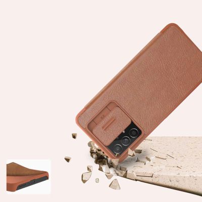 15. Nillkin Qin skórzana kabura etui Samsung Galaxy A73 brązowy