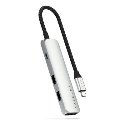 6. Satechi 4-w-1 USB-C Slim Multiport Adapter 4K - aluminiowy adapter do urządzeń mobilnych USB-C (USB-C, 4K HDMI, 2x USB-A) (silver)