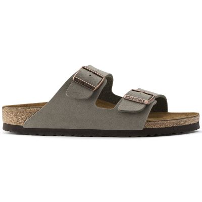 9. Klapki damskie/męskie Birkenstock Arizona Birko-Flor Nubuck Stone regular szerokie szare (0151211)