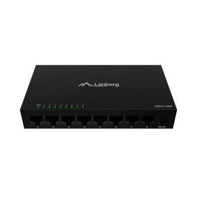 LANBERG SWITCH DSM1-1008 8X1GB/S NIEZARZĄDZALNY GIGABIT ETHERNET 12V (OBUDOWA METALOWA)