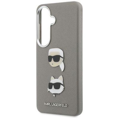 6. Etui Karl Lagerfeld Saffiano Double Heads Metal na Samsung Galaxy S26 - srebrne