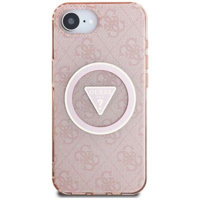 3. Etui Guess IML Metal Glitter 4G Circle Triangle MagSafe na iPhone 16e - różowe