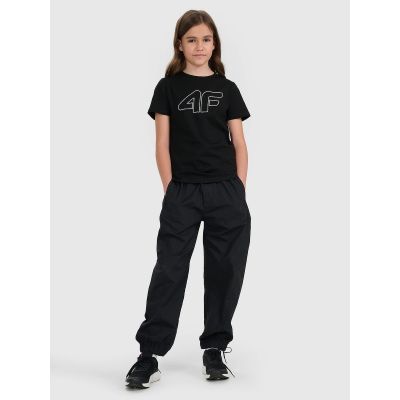 4. T-shirt regular z nadrukiem dziewczęcy 4F 4FJWSS25TTSHF2176-20S