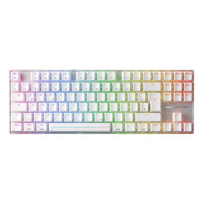 5. CHERRY MX 8.2 Pro TMR Wireless klawiatura Gaming USB + RF Wireless + Bluetooth QWERTZ Niemiecki Srebrny, Biały