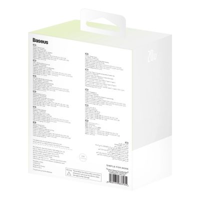 13. Powerbank Baseus Popsicle 5200mAh 20W z wbudowanym kablem Lightning (+ biały kabel Baseus Simple USB-C - USB-C 60W/20V/3A/30cm) - biało-zielony