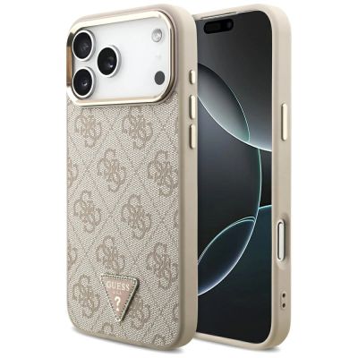 Etui Guess 4G Triangle Logo MagSafe na iPhone 17 Pro Max - różowo-złote