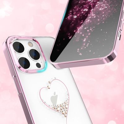 4. Etui silikonowe z kryształami Swarovski Kingxbar Wish Series do iPhone 14 Plus - różowe