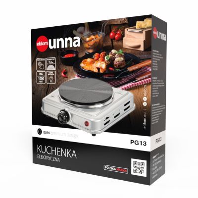 10. ELDOM KUCHENKA ELEKTRYCZNA PG13 UNNA 1000W SREBRNA