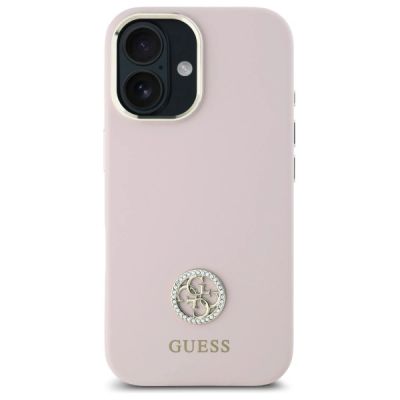 3. Etui Guess Silicone Logo Strass 4G na iPhone 16 - jasnoróżowe