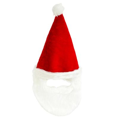 3. CZAPKA MIKOŁAJA Z BRODĄ 65CM
