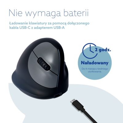 15. Ergonomiczna mysz R-Go Maus HE ergonomisch rechts Bluetooth mittel schwarz/sil retail