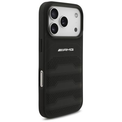 4. Etui AMG Leather Debossed Lines Logo do iPhone 17 Pro - czarne