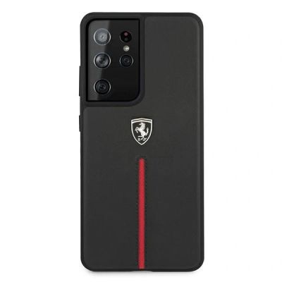 3. Etui Ferrari Off Track Leather Nylon Stripe na Samsung Galaxy S21 Ultra - czarne