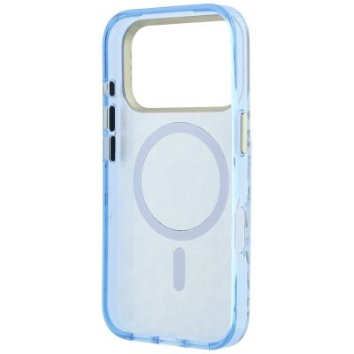 7. Etui Guess IML Leopard Glitter Triangle Logo MagSafe do iPhone 17 Pro / 18 Pro - niebieskie