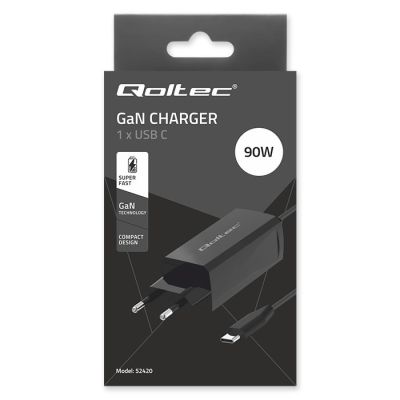 11. QOLTEC ŁADOWARKA SIECIOWA 90W GAN | 5-20V | 3-4.5A | USB-C 3.1