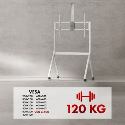 10. MACLEAN STAND / WÓZEK DO TV, PÓŁKA NA KAMERĘ, NA KÓŁKACH, 55-100", MAX. OBCIĄŻENIE 120KG/10KG PÓŁKA, MAX. VESA 900X600 MC-114