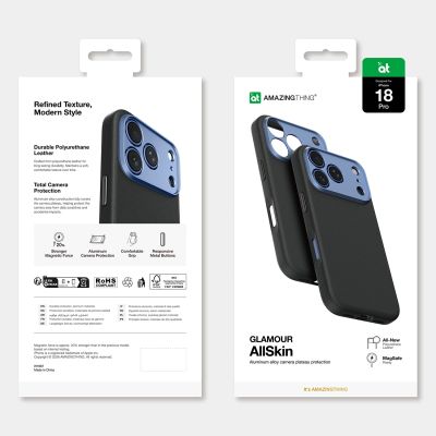 8. Etui AMAZINGTHING Glamour AllSkin na iPhone 18 Pro z osłoną aparatu kompatybilne z MagSafe - niebieskie