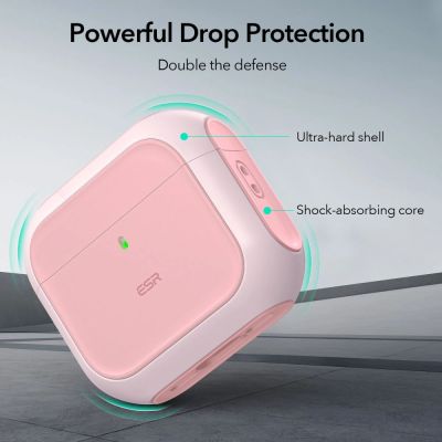 10. Etui ESR Orbit Halolock MagSafe na AirPods 4 - różowe