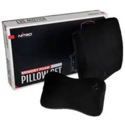 4. Nitro Concepts Memory Foam Pillow Set Black/Black - zestaw poduszek z pianki