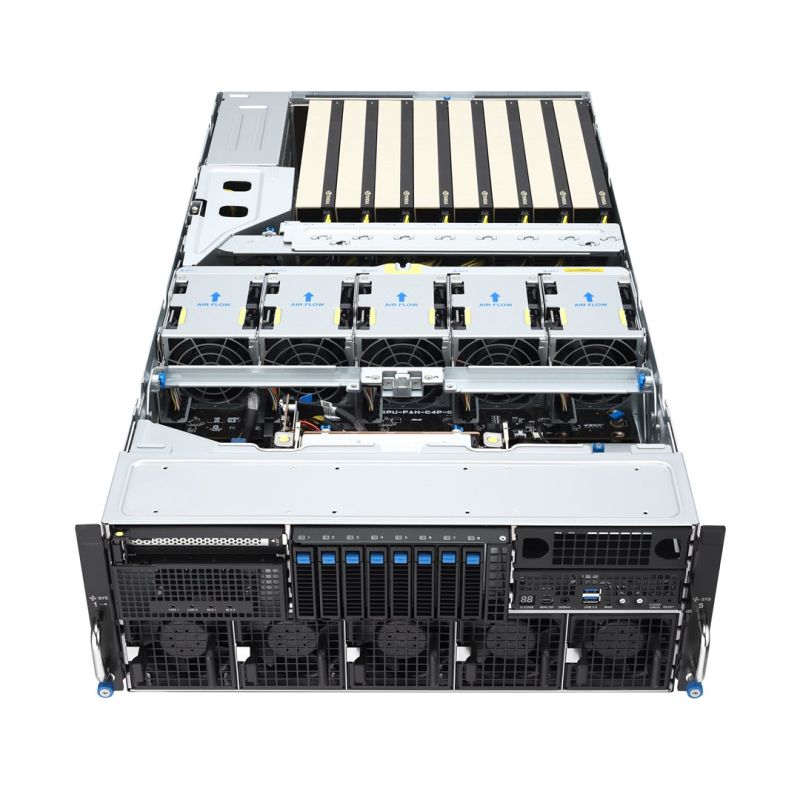 12. Platforma Asus Rack (4U) ESC8000A-E13P AMD EPYC 9005 (8xNVMe, 2xM.2, 2x10Gbe, IPMI, 3200W)