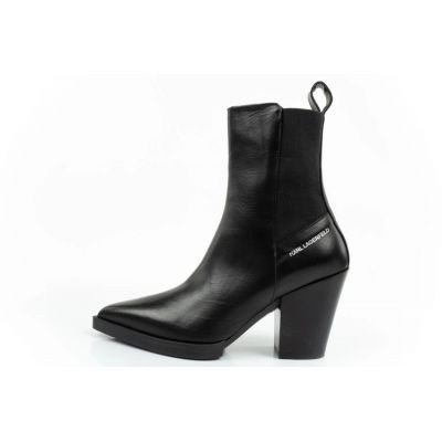 2. Karl Lagerfeld Kowboy buty damskie botki kowbojki skórzane czarne
