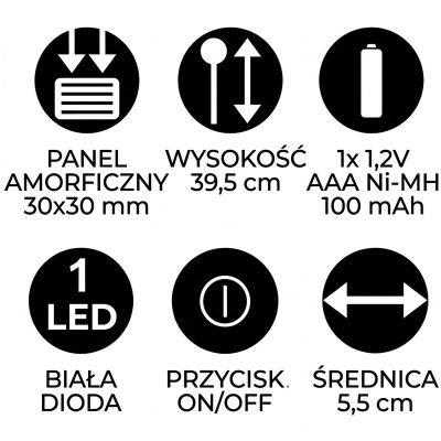 9. LAMPA SOLARNA 5,5X39,5CM PRYZMAT INOX