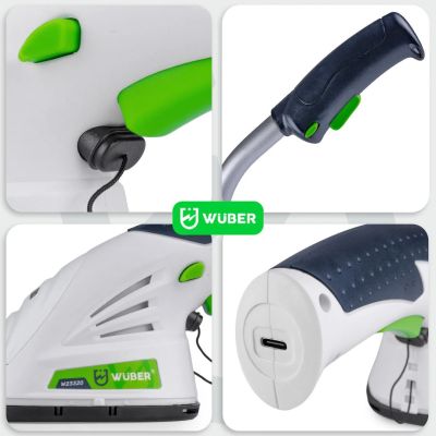 4. Akumulatorowy trymer 2w1 do żywopłotu i trawy 7,2V cięcie 120mm USB-C W23320 WUBER