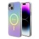 Etui Guess IML Iridescent MagSafe do iPhone 15 Plus - fioletowe
