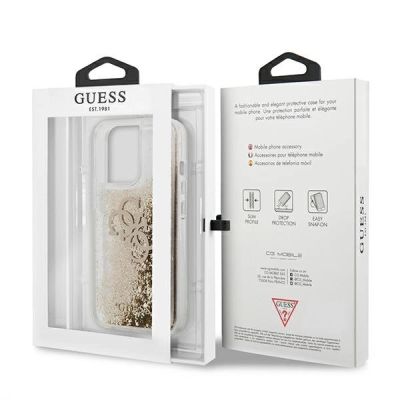 8. Etui Guess 4G Big Liquid Glitter na iPhone 13 Pro Max 6,7" - złote