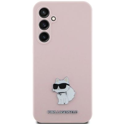 3. Etui Karl Lagerfeld Silicone Choupette Metal Pin na Samsung Galaxy S23 FE - różowe