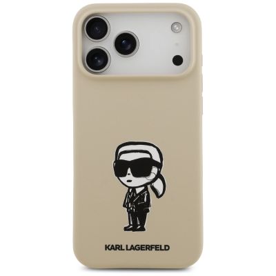 3. Etui Karl Lagerfeld Silicone Karl Sketch & Logo MagSafe na iPhone 17 Pro Max - brązowe