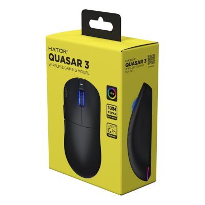 7. HATOR Quasar 3 Wireless myszka Gaming Oburęczny RF Wireless + Bluetooth + USB Type-A Optyczny 12000 DPI