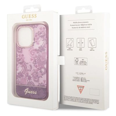 8. Etui Guess Porcelain Collection na iPhone 14 Pro Max - fuksjowe