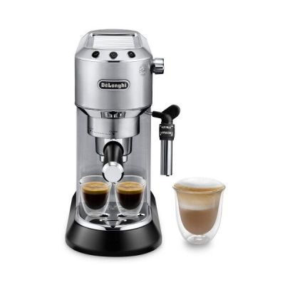 21. Ekspres kolbowy DeLonghi Dedica Style EC 685.M (1350W; kolor srebrny)
