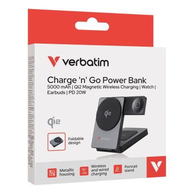 7. Verbatim 32294 bank mocy Litowo-polimerowy (LiPo) 5000 mAh Bezprzewodowe ładowanie Szary