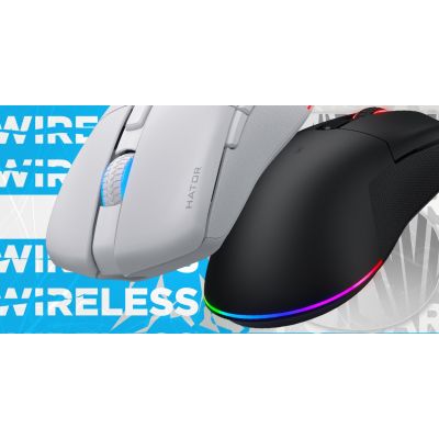 12. HATOR Pulsar 3 Wireless myszka Gaming Oburęczny RF Wireless + Bluetooth + USB Type-C Optyczny 12000 DPI