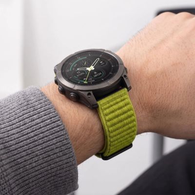 8. Pasek Tech-Protect NylonLoop na Garmin Fenix 5X / 5X Plus / 6X / 6X Pro / 7X / 8 / 8 Pro / 9 / 9 Pro (51 mm) - limonkowy