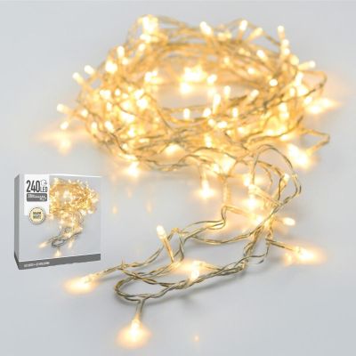 7. LAMPKI CHOINKOWE ŁAŃCUCH ŚWIETLNY 240 LED CIEPŁY BIAŁY PRZEŹROCZYSTY PRZEWÓD