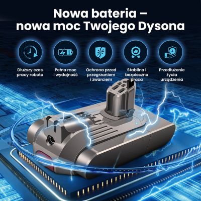 8. Bateria, akumulator do odkurzacza Dyson V11 (Click type) 25.2V 4000mAh